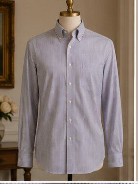 Lauren Ralph Lauren Purple Vertical Stripes Button Down Slim Fit Non Iron 15.5